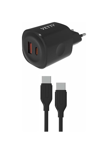 Yetty YT-25 25 W 3.0 Type-C To Type-C Hızlı Şarj Cihazı Siyah 1 M