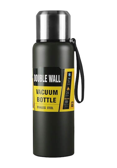 Xiyyadms 500ml Yeşil Çift Katlı Paslanmaz Çelik Geniş Açık Termos, Spor Ve Outdoor Kullanıma Uygun Isı Saklama Flaske