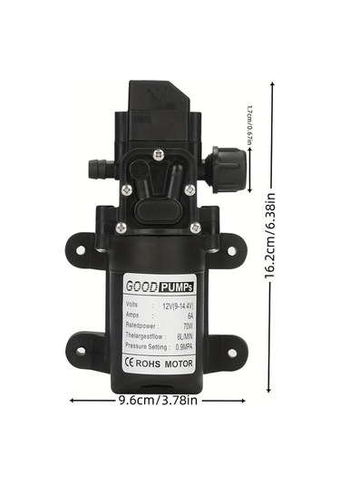 Honeybeeshop 1 Bilgisayar 6l Dak Kendinden Emişli Su Pompası 70w Dc12v Yüksek Basınç 130psı Dayanıklı Plastik Otomotiv Endüstriyel Kullanım