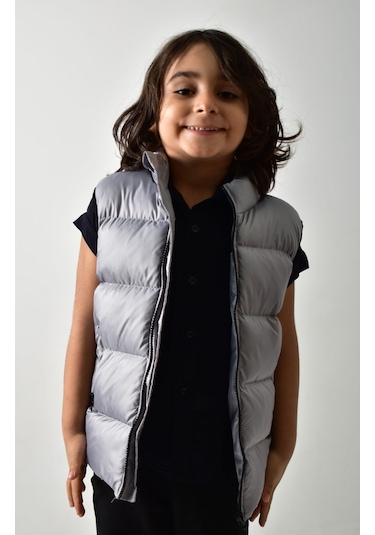 Banada Moda Erkek Çocuk Mat Gri Şişme Yelek Gri