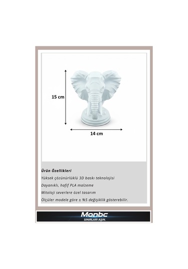 Monbc Modern Stil Fil Büstü 3d Tasarım Dekoratif Biblo, Hediyelik Ve Ev Ofis İçin Şık Aksesuar