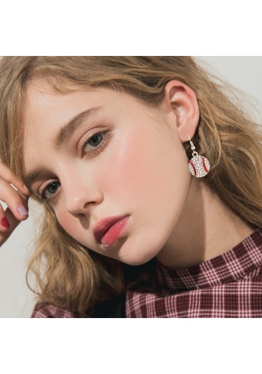 Gümüş 1 Çift Beyzbol Kolye Takı Spor Şeffaf Kristal Silver