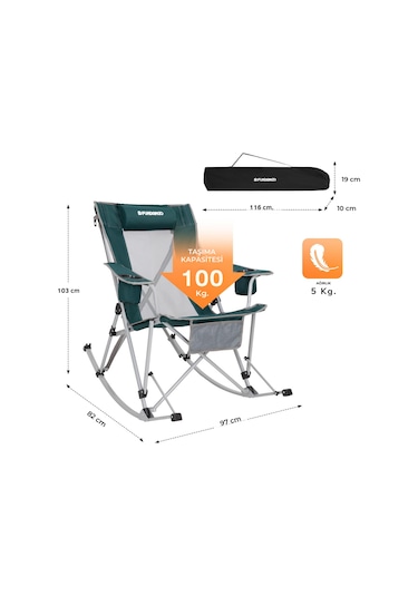 Fundango Roching Sallanan Katlanır Kamp Sandalyesi Green Grey Yeşil - Gri