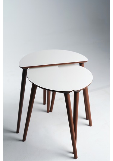 Roma 3'lü Zigon Sehpa %100 Mdf Yarım Ay Beyaz