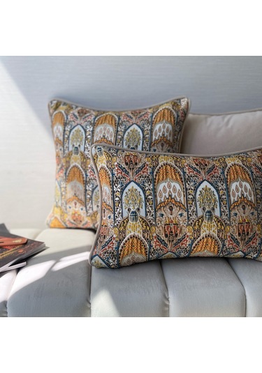 "nomad Mosaic" Etnik Desenli Kırlent Kılıfı Seti Hardal - Krem