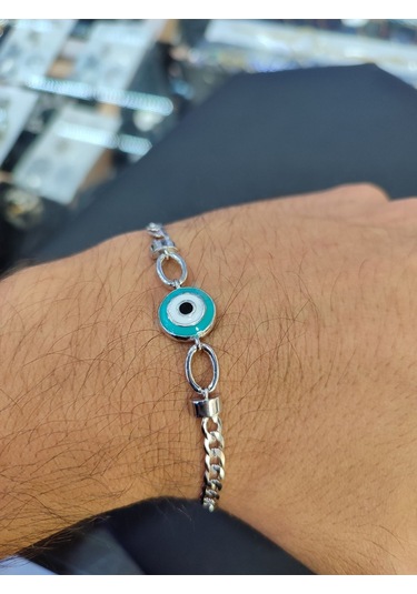 Modagümüşevi Bayan925 Ayar Gümüş Firuze Taşlı Gurmet Bileklik