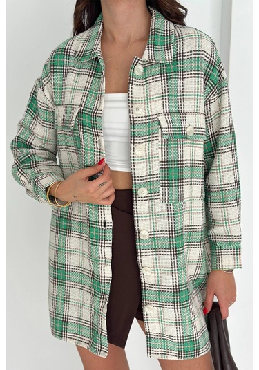 Uzun Oduncu Gömlek Yeşil Yeşil