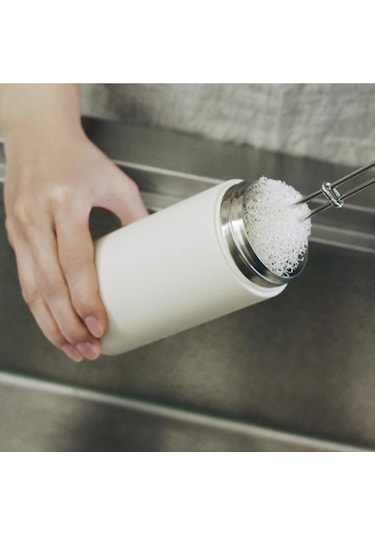 Paslanmaz Çelik Bardak Mug Termos 350 Ml Çift Katmanlı, Sızdırmaz Kapaklı Krem