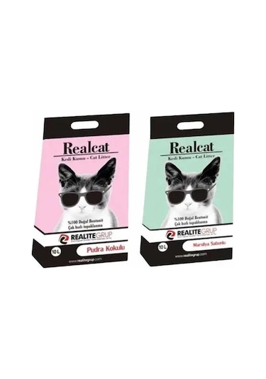 Realcat Pudra Kokulu Kedi Kumu 10 L + Marsilya Sabunu Kokulu Kedi Kumu 10 L