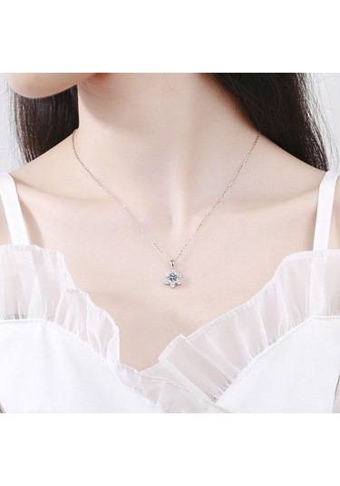 Turuncu Bague Ringen 100% 925 Gümüş Güzel Kolye 1 Karat Mozanit Klasik Kar Tanesi Kolye Kadınlar Için Düğün Moda Takı Hediyeler