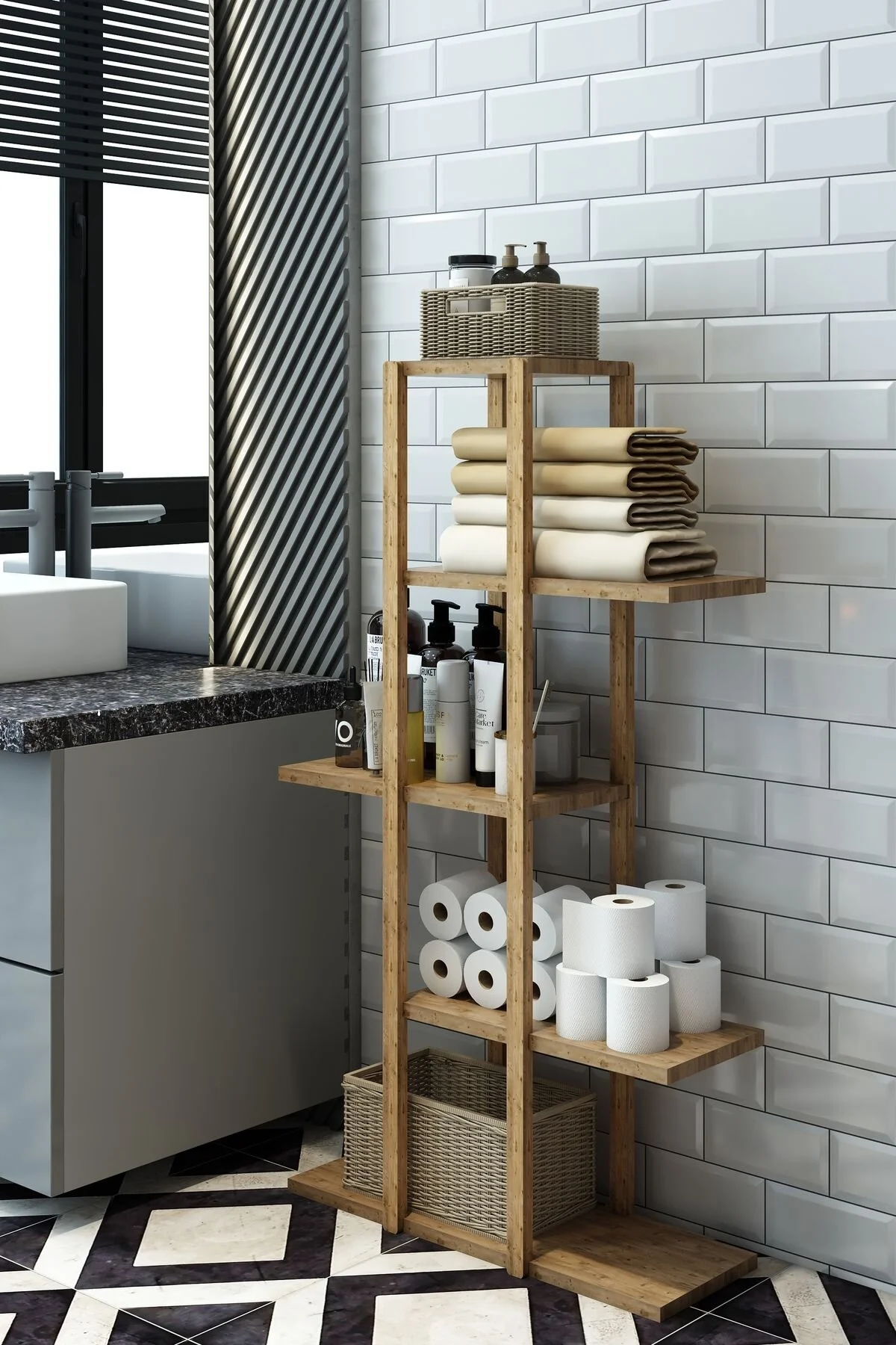 Lotus Ahşap 5 Katlı Çiçeklik, Saksılık, Çiçek Standı, Dekoratif Raf / Çok Amaçlı Kullanım Atlantik Çam