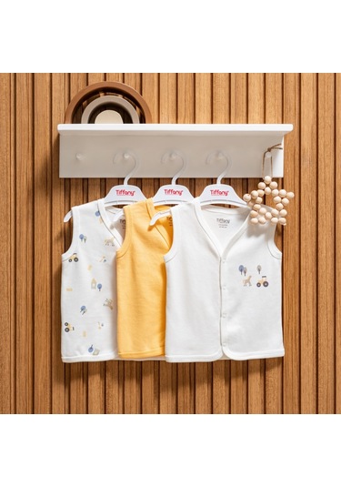 Tiffany Baby Tractor Theme 3'lü Yelek 49005 Ekru