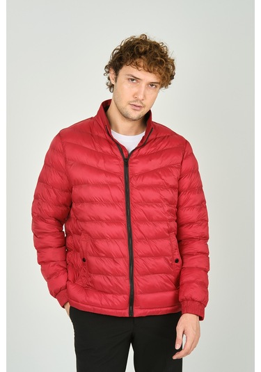 Allegro Erkek Hakim Yaka Fermuar Kapamalı Cep Detaylı Kapitone Şişme Mont 7360 Kırmızı Kırmızı