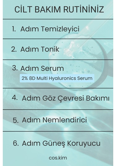 8 Çeşit Hyaluronik Içeren Nemlendirici Cilt Bakım Serumu 2% 8d Multi Hyaluronics Serum 30 Ml