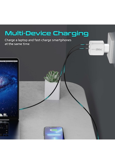 Promate PowerPort-65 GaNFast 65W Type-C PD Şarj Cihazı Beyaz