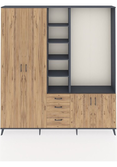 Arges Dolap 13 Raflı 3 Çekmeceli 4 Kapaklı 220x30x243 Antrasit-çam/çam Atlas Çam/atlas Çam Arges Dolap 13 Raflı 3 Çekmeceli 4 Kapaklı 220x30x243 Antrasit-çam/çam Atlas Çam/atlas Çam