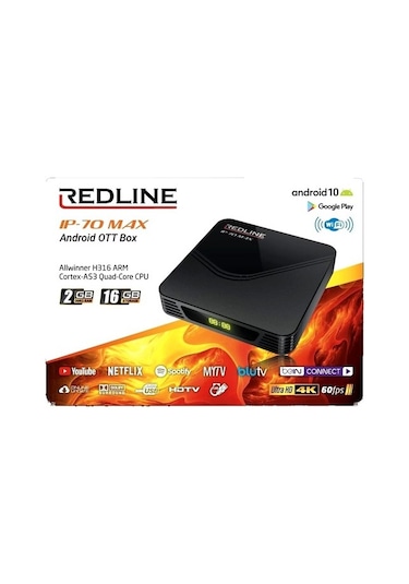 Redline IP-70 Max Android 10 Tv Box 2 GB / 16 Gb Uydu Alıcısı