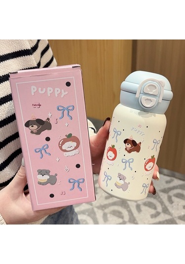 Aurora Paslanmazçelik Yüksek Degerli Büyük Kapasiteli Sevimli Termos Bardak Açık Mavi