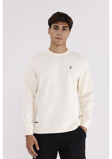 Rowinger Modal Karışımlı Yumuşak Dokulu Rahat Kalıp Esnek Kullanım Sunan Sweatshirt Ecru