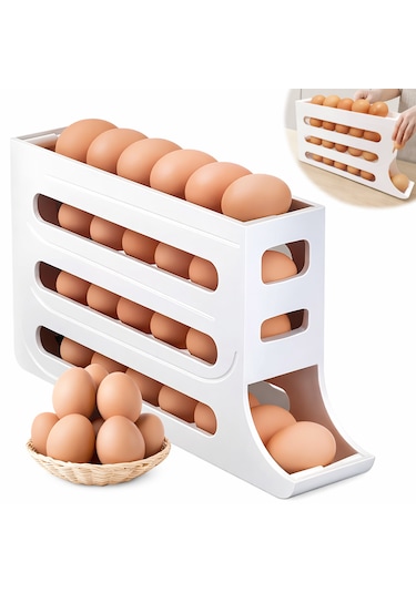 Microcase Abs Plastik Dolapiçi Yuvarlanır Tip Yumurta Organizer Ve Standı Al54529 Beyaz