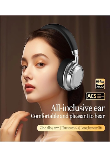 Metal Kulak Üstü Kablosuz Bluetooth Kulaklık Hybrid Anc Type-c Hızlı Şarj Bluetooth 6.0