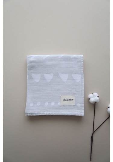 Müslin Geometrik Oeko-tex Sertifikalı %100 Pamuk 2 Katlı 110x115 Cm Bebek Müslin Battaniye & Örtü Gri