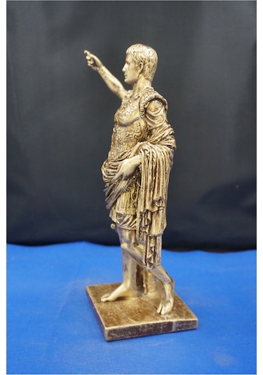 Sezar Augustus Roma İmparatoru Heykeli - 33 Cm Dekoratif Biblo, Ev & Ofis Hediyelik Aksesuar Altın