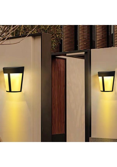 Hombey Güneş Enerjili 6 Led Dış Mekan Yarıçember Duvar Lambası - Işık Kontrollü Ip65 Su Geçirmez 1000mah Pil Isı Beyaz Işık Diğer