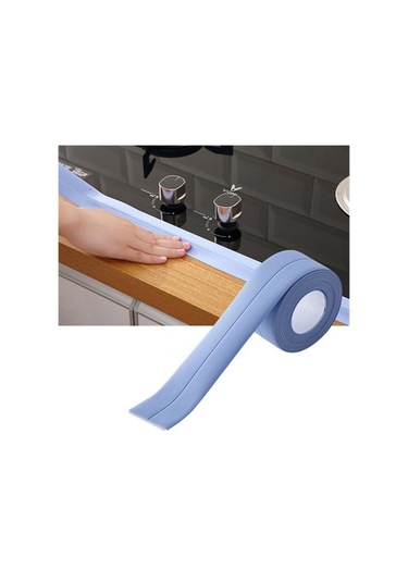 Lavabo Banyo Sızdırmazlık Şeridi Bant Beyaz Pvc Kendinden Yapışkanlı Su Geçirmez Duvar Sticker Banyo Mutfak İçin Gökyüzü Mavisi 3.8cm X 330cm