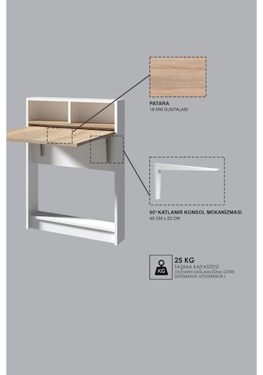 Decormet Bracked Çok Fonksiyonlu Masa Patara Çok Renkli