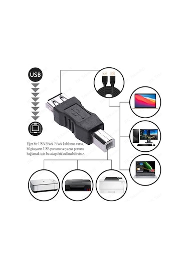 USB-B Printer Erkek to USB-A Dişi Adaptör