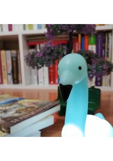 Buffer Dekoratif Işık Altında Renk Değiştiren Pilli Kuğu Gece Lambası Renk