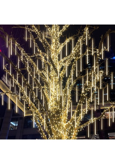 Vkemall Dışarıda Kullanıma Sunulan Led Gök Yağmuru Işığı - Mavi 30cm 8 Adet Set - Elektrikli Bahçe Ve Bahçe Dekorasyon Aydınlatması Mavi