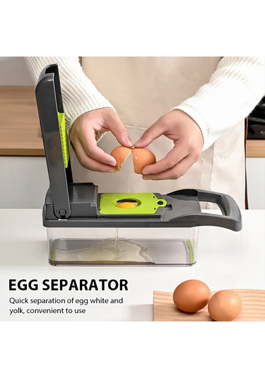 Liangmei 16 İn 1 Çok Fonksiyonlu Sebze Doğrama Kolu Gıda Kesici Adaçayı Yeşili