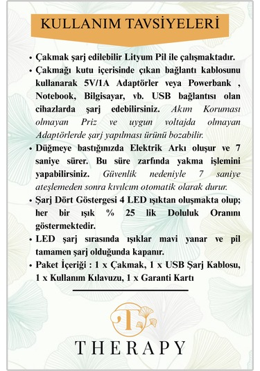 Therapy Smell, Lıghter Lüks Elektronik Mum Çakmağı / Siyah