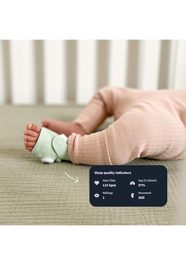 Owlet Dream Çorap - Akıllı Bebek Monitörü - Canlı Nabız, Oksijen Takibi - Nane