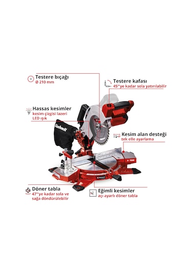 Einhell TE-MS 18/210 Li - Solo Akülü Gönye Testere  - 4300890