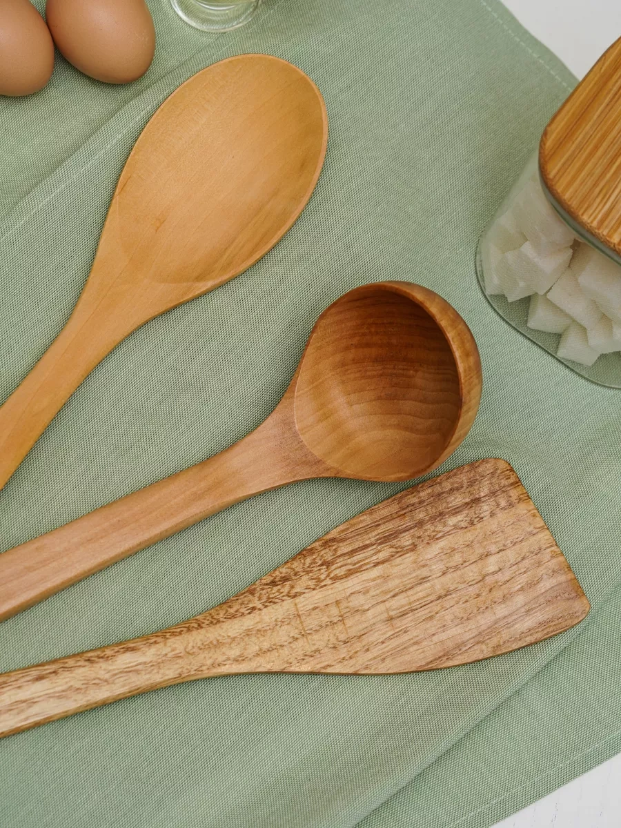 Topichome Ahşap Mutfak Spatulaları Seti, 3 Parça 189992219 Buğday