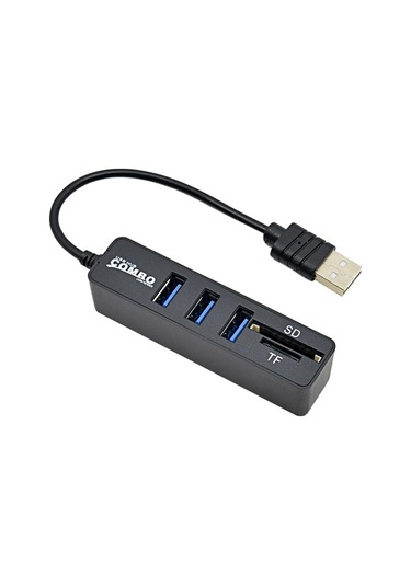 3 Port Usb 2.0 Çoklayıcı Hub Kart Okuyucu 2 İn 1 Combo Sd / Tf
