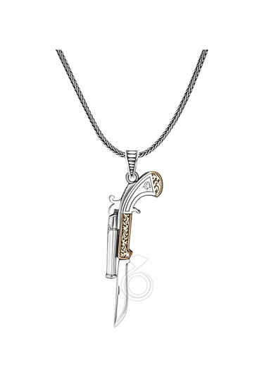 925 Ayar Gümüş Avcı Silahı Tasarım Açılır Kapanır Erkek Kolye Gümüş