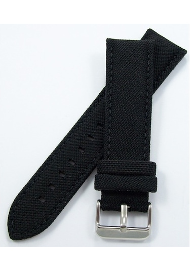 Bizon Siyah Kumaş Saat Kordonu 20Mm Dokuma Spor Perlon Kayışı