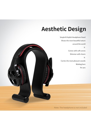 Teltree Samdı Ahşap Kulaklık Tutucusu, Siyah Omega Desenli Oyuncu Kulaklık Sandalyesi, Ev/ofis Masaüstü Stantı