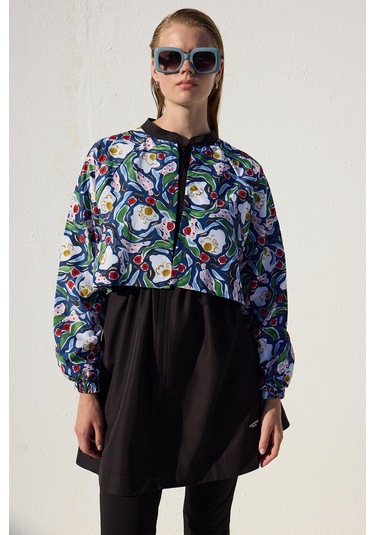 Manuka Rüzgarlıklı 3'lü Tesettür Mayo Takımı Multi Color Çok Renkli