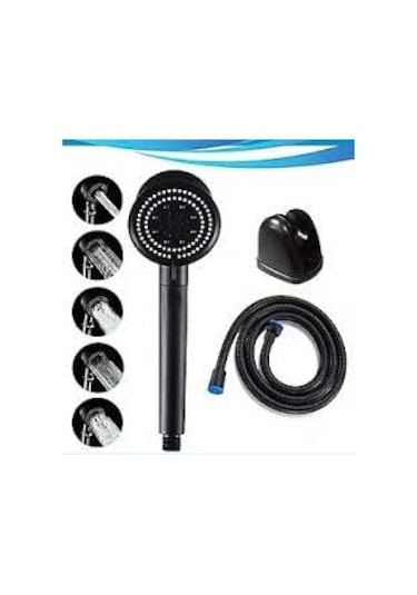 Qianfan Yapı 5 Fonksiyonlu Yüksek Basınçlı Duş Başlığı Mafsalı Siyah