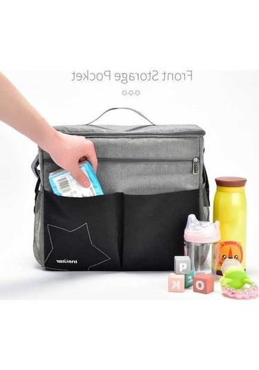 Flybuy Su Geçirmez Pratik Büyük Kapasiteli Bebek Bezi Çantası Anne Çantası Siyah