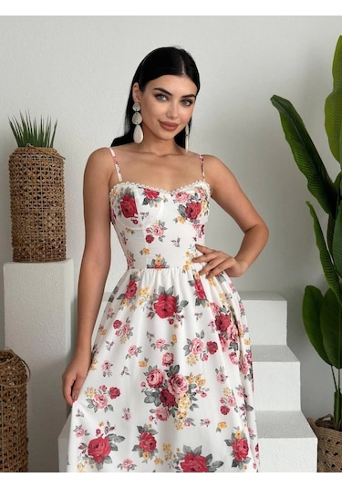 Venota Midi Elbise Beyaz