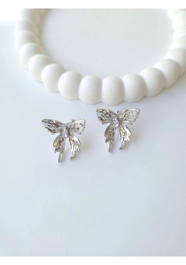 Çelik Silver Kelebek Küpe Sevgiliye Hediye