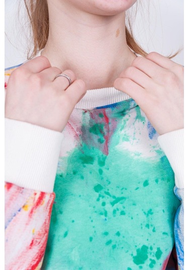 Kız Çocuk Batik Desenli Sweatshirt-13401-yeşil Yeşil