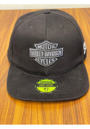 Hamze Harley Davidson Cycles Hip Hop Snapback Rapper Şapka Cap Siyah - Gri