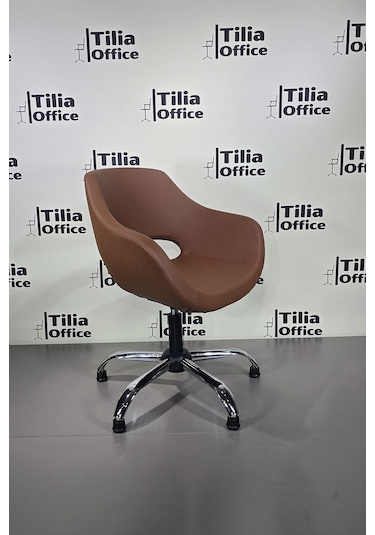 Monaco Çalışma Kesim Kuaför Koltuğu Yonca Sabit Krom Ayak Kahverengi